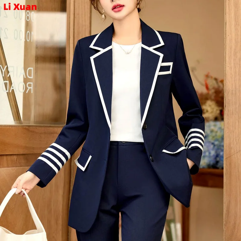 High Quality Korean Spring Suit Single Breasted Slim Print Casual Women Office Blazer Jackets Wide Leg Shorts Set Femme 2 Piece