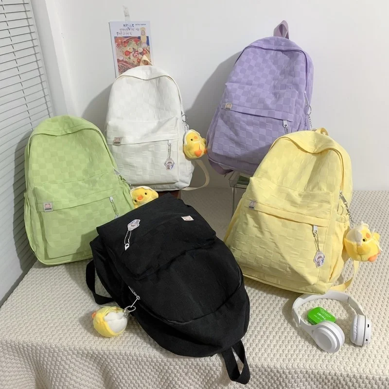 

Милый школьный модный очаровательный рюкзак для женщин, для девочек, модные клетчатые дорожные рюкзаки для студентов, вместительные водонепроницаемые сумки для книг