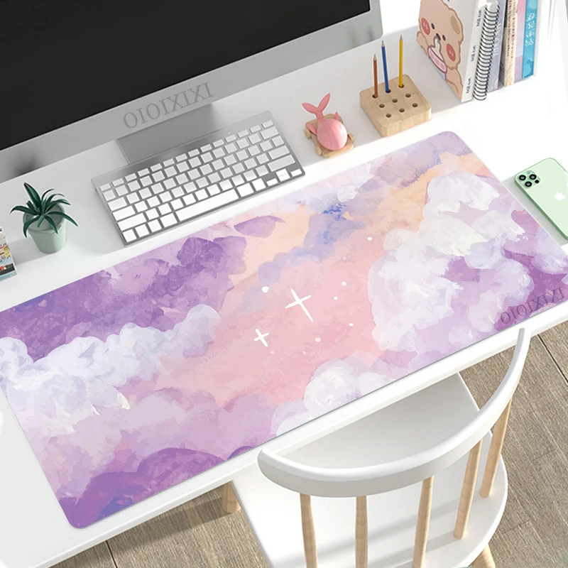 Cute Aesthetic Kawaii Oil Painting Mouse Pad Gaming XL HD New Mousepad XXL MousePads Carpet Soft Natural Rubber Laptop Table Mat