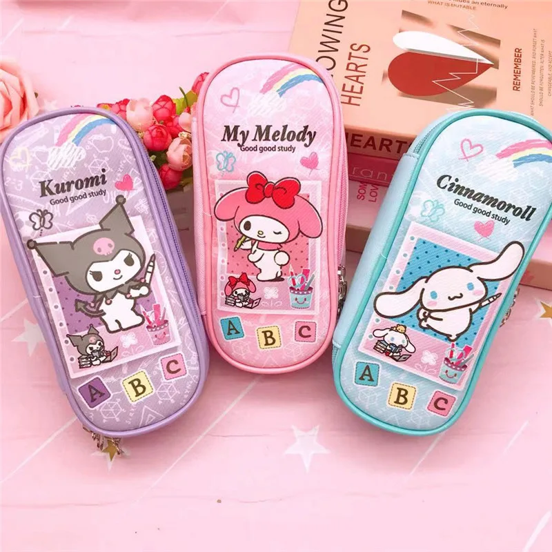 

Sanrio мешочек для ручек Hello Kittys аксессуары милые Мультяшные кавайные аниме Pu канцелярские принадлежности Органайзер пенал игрушки девочки подарок