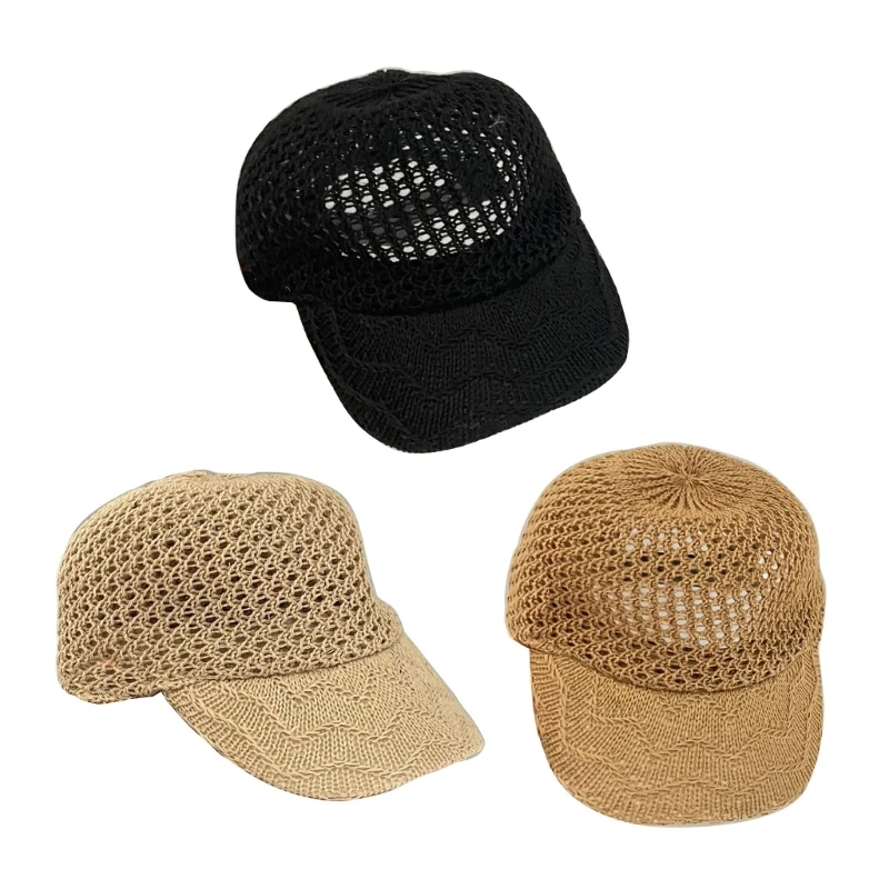 

French Style Baby Protection Hat with Large Brim Hollow Cap for Boys Girls