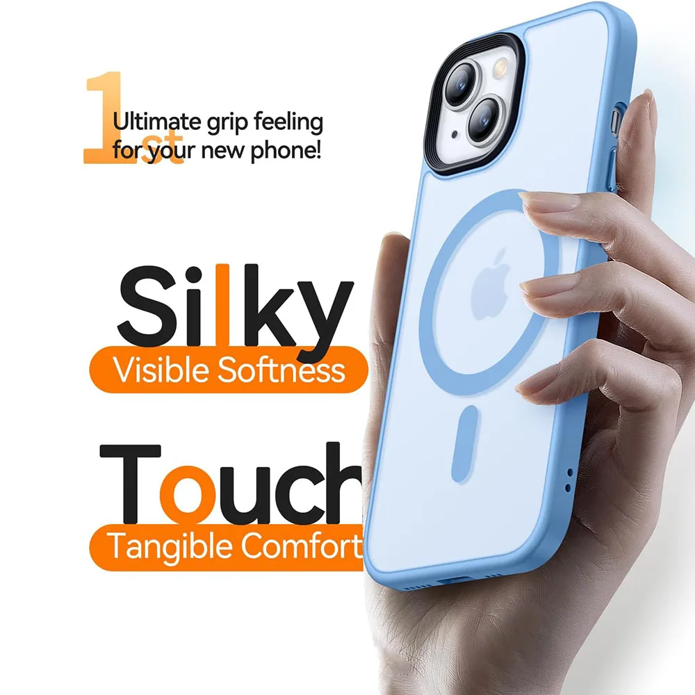 Магнитный чехол для Magsafa роскошный гибридный Матовый Жесткий Чехол iPhone 15 14 Plus 13 Pro