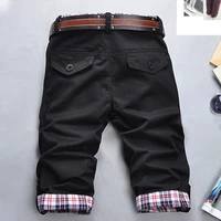 shorts casual men loose pants summer plaid patchwork pockets buttons fifth beach shorts
