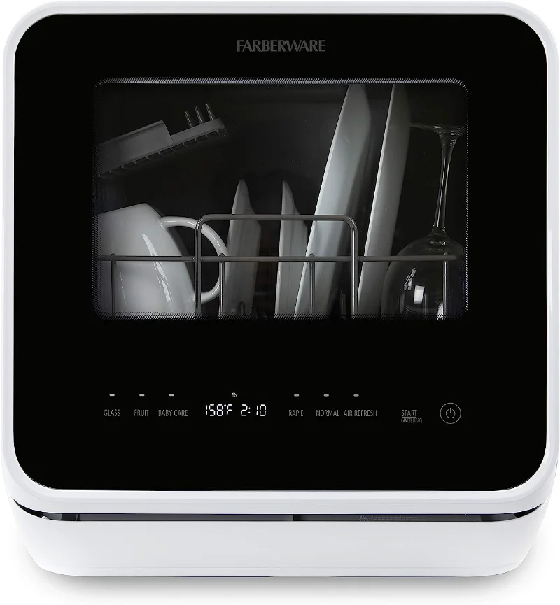 

Farberware ‎FDW05ASBWHA Portable Countertop Dishwasher with 5-Liter Built-in Water Tank - 5-Program System for Home