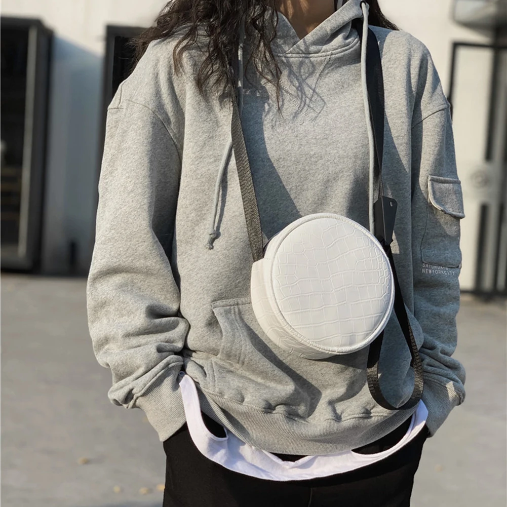 

Fashion PU Leather Shoulder Messenger Bag Small Round Shaped Classic Stylish Tote Bags for Boy Girl Travelling Ornament