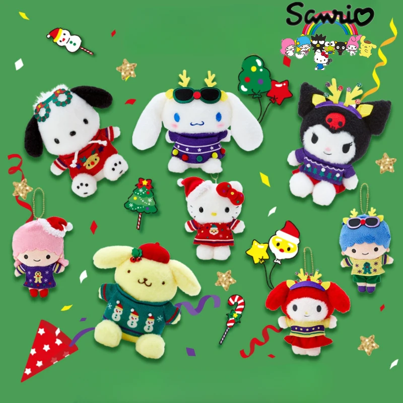 

Sanrio Подлинная Рождественская серия плюшевая кукла Hello Kitty Pachacco Kuromi сумка Украшение подвеска мягкая подушка детская игрушка подарок