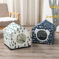 removable cat dog pet bed house tent four seasons general cat semi enclosed hut kennel villa summer washable pillow mat cave bed