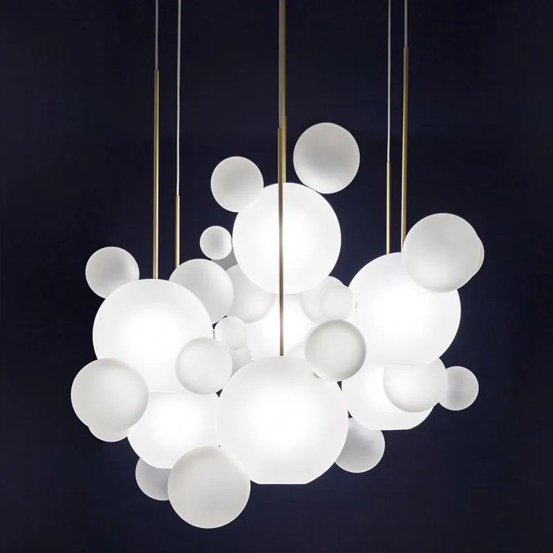 

Modern Bar Milky White Glass Globes Led Pendant Lights Dining Room Lustre Luminarias Led Hanging Lamp Suspension Lamp Fixtures