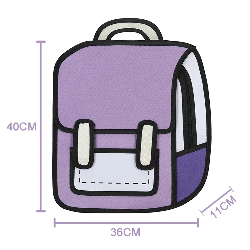 Student 2D Drawing Backpack Oxford Cloth Cartoon Cute Fashion School Bags Outdoors Waterproof Comic Bookbag for Teenager Unisex