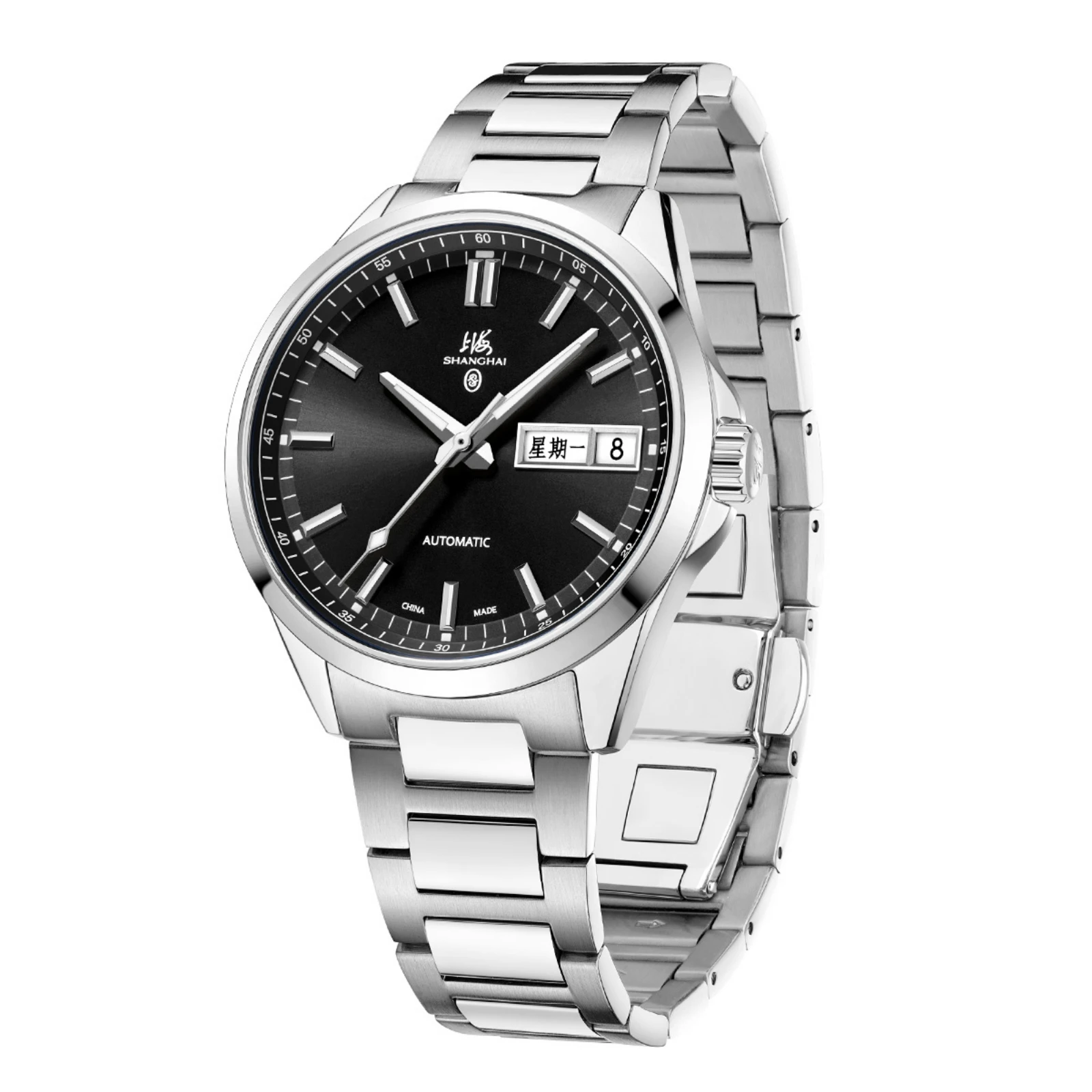Фото Мужские автоматические механические часы Shanghai Watch 41,64 мм из нержавеющей стали 316L, водонепроницаемые, с календарем, для бизнеса и повседневной носки, SH026 №3