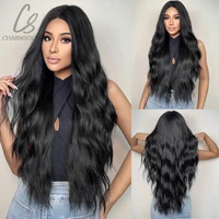 charmsource black long wavy wigs synthetic wig for women hair party daily high density heat resistant