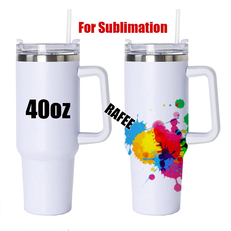 

40oz Sublimation Blanks Tumblers Handle Stainless Steel Coffee Thermal Cups 40 oz Insulated Travel Mugs Drinkware Bulk Wholesale