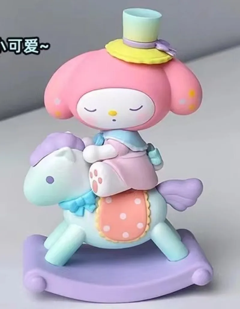 

Blind Box Sanrio Characters Childishness Rocking Horse Figurine Melody Kuromi Pochacco Cinnamoroll Action Figure Ornaments Gifts