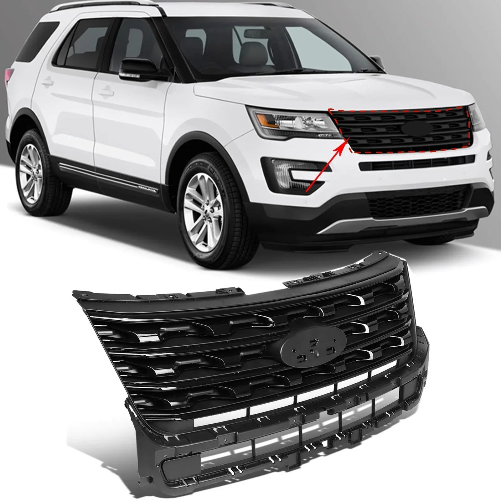 Комплект обвесов для Ford Explorer 2015-2017: верхняя и нижняя части, передний бампер, передний сплиттер, защитная накладка, противотуманная фара, передний спойлер, автомобильные аксессуары (art.: 3920dbce357be) - 3920dbce357be