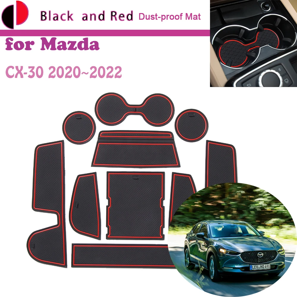 

Rubber Door Groove Mat for Mazda CX-30 CX30 CX 30 DM 2020 2021 2022 Cushion Gate Storage Slot Coaster Dust-proof Car Sticker Pad