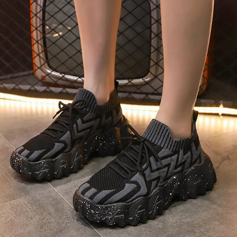 

2021 Women Mesh Platform Sneaker Woman Autumn Sport Shoe Female Casual Vulcanized Ladies Plus Size Lace Up Breathable Footwear