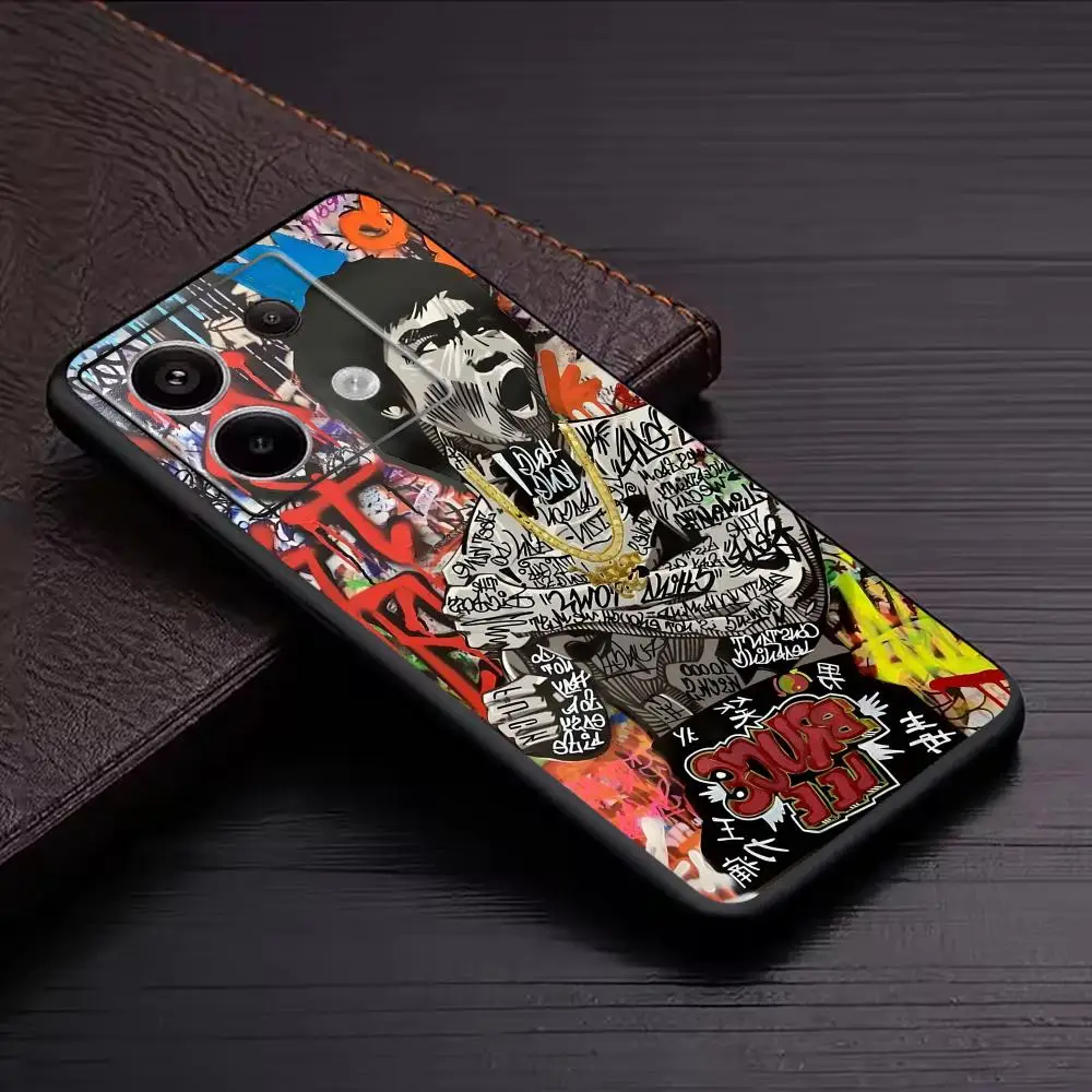 Фото Чехол для телефона с граффити Бэнкси для Redmi Note 14 13 12 11 Pro Plus S 5G 14C A3, мягкий черный чехол для телефона №3