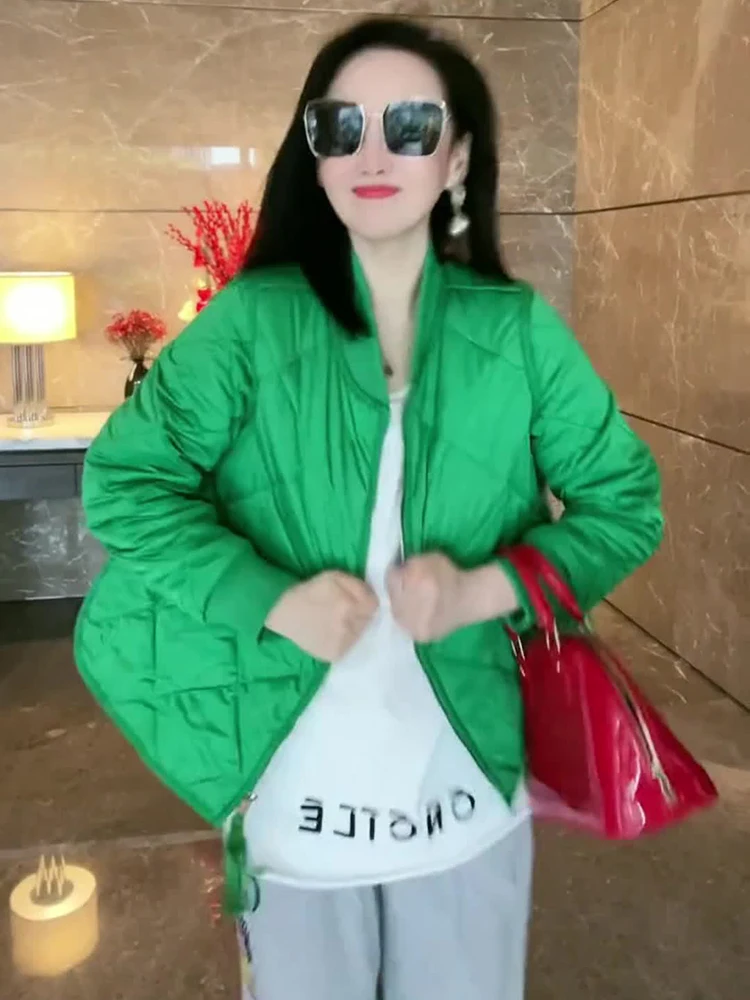 Хлопковая стеганая куртка с розовым ромбом женская осенне-зимняя в Шэньчжэне