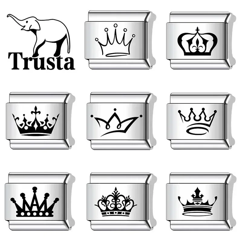 Trusta 2024 модные черно-белые очаровательные итальянские звенья 9 мм браслет из