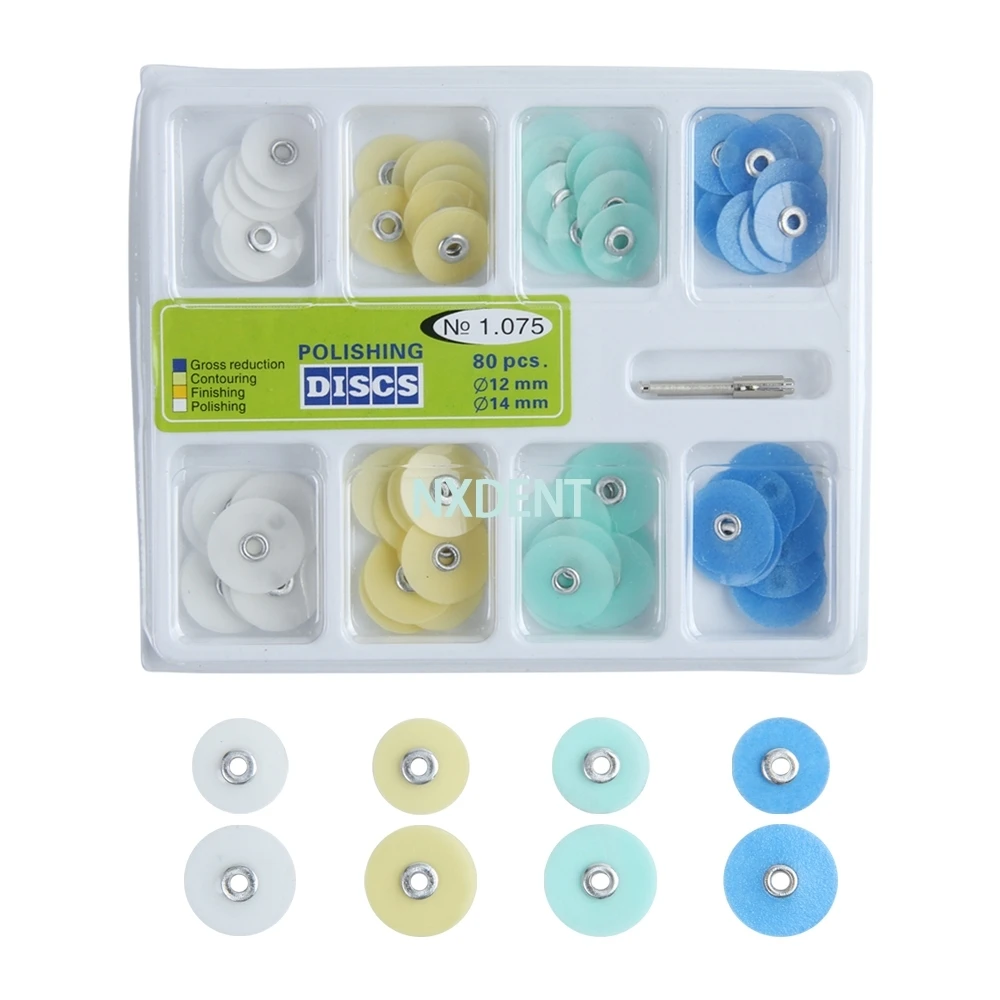 

New 80pcs/Box Dental Composite Polishing Disc Rivet With 1pcs Mandrel 4 Color Disk