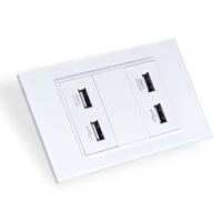 4 usb port socket 5v 2 1a fast charging tempered glass panel ac110 240v home wall size 1187234mm install hole 85mm