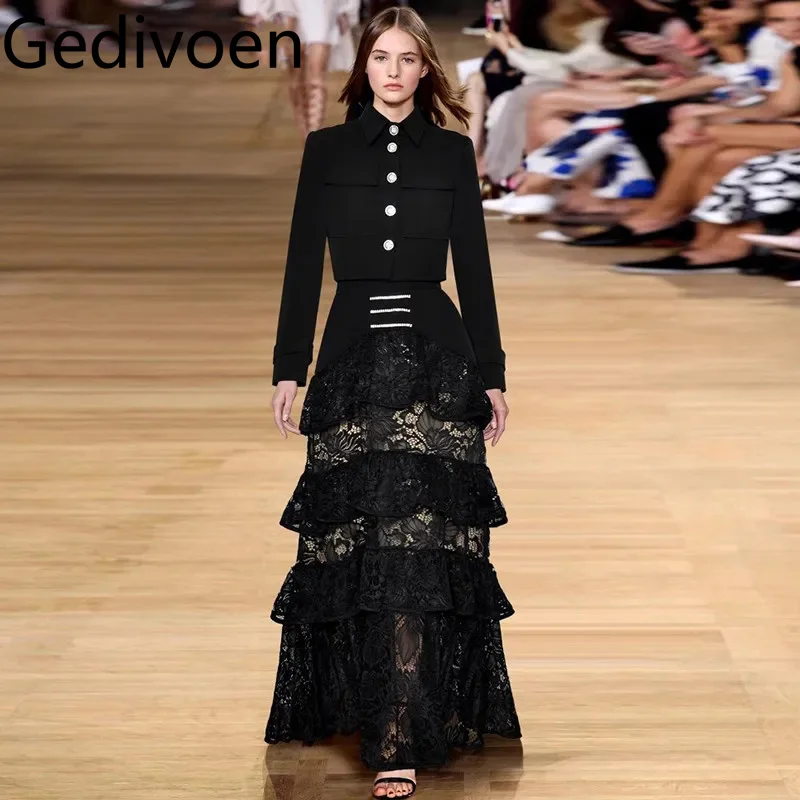 Gedivoen женский модный костюм с отложным воротником однобортное короткое пальто