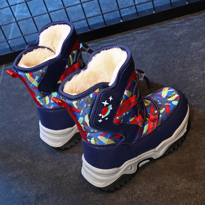 Kids Sneakers Winter Snow Boots Plush Warm Thick Sole Antiskidding Outdoor Children Shoes Zapatos Niño