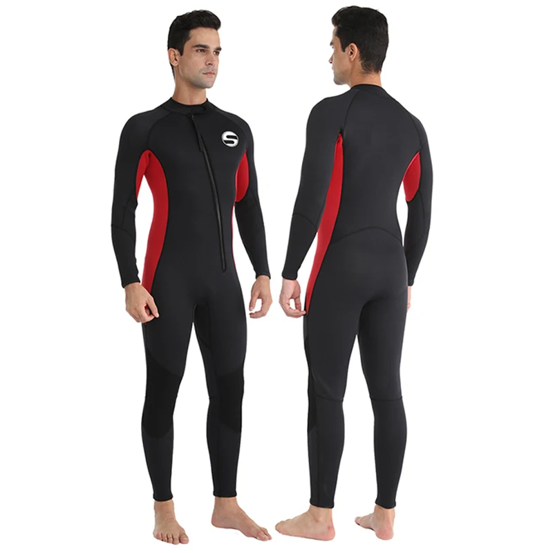 

Men's 3mm Neoprene Wetsuit Warm Diving Suit Sunscreen One-piece Long Sleeve Front Zipper Surfing Winter Swimming Snorkeling Suit