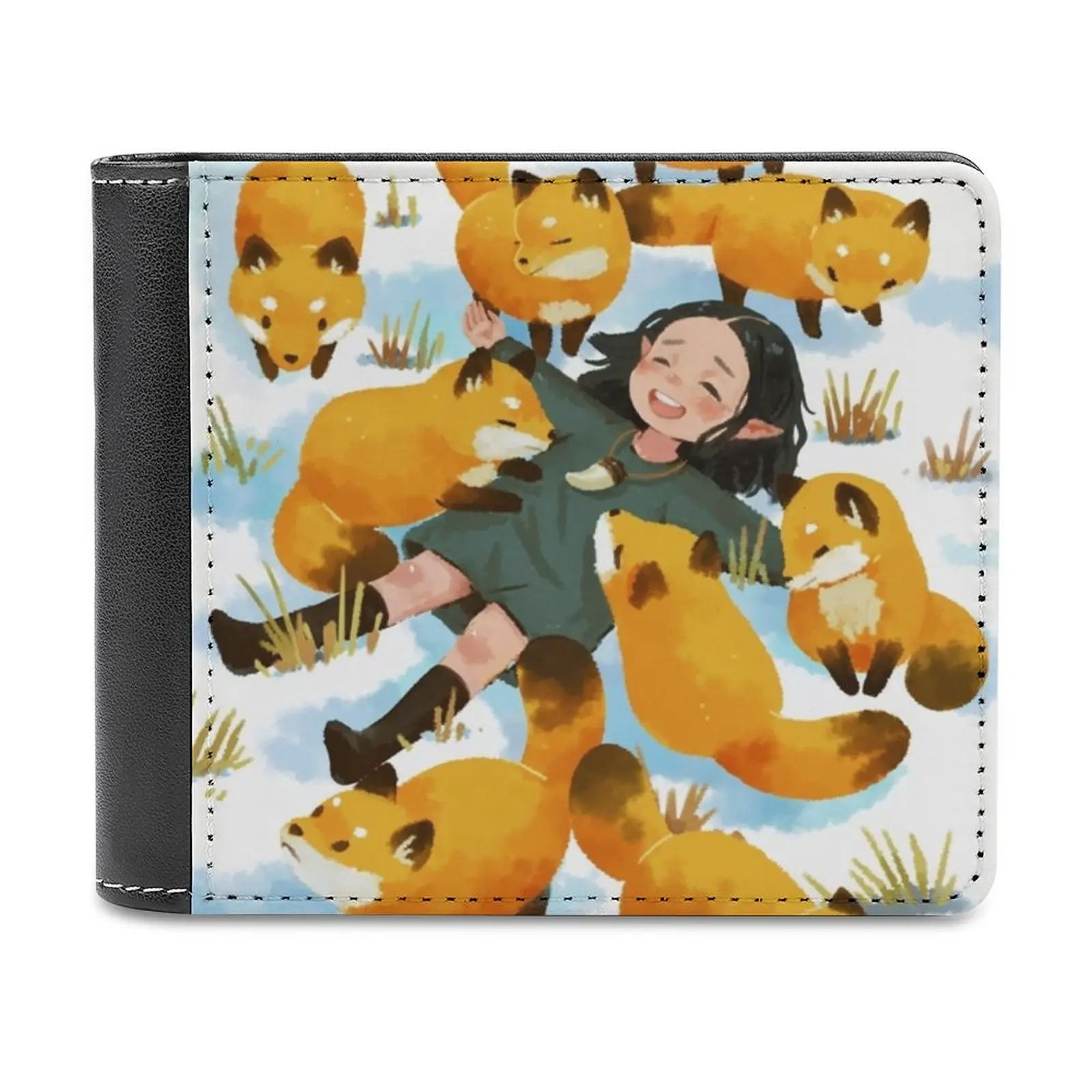 

Snuggles With Foxes Soft Men Wallets New Purse Credit Card Holders For Male Purses Men Wallet Fox Girl Elf Fantasy Cute