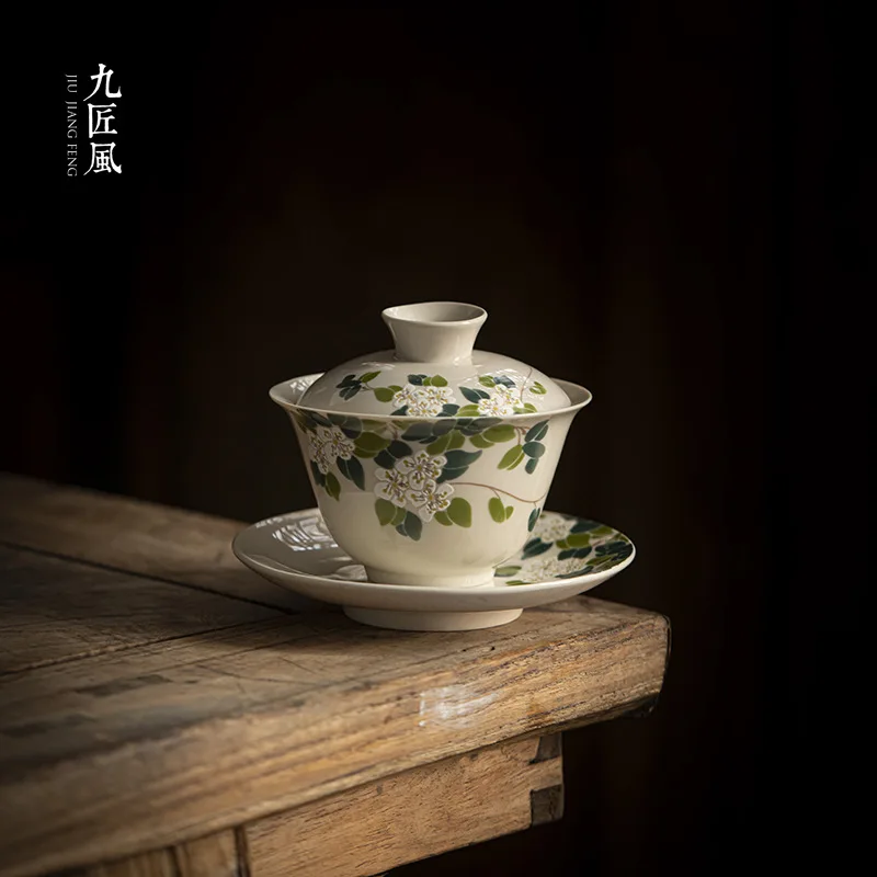 

Керамические чайные чашки в стиле ретро с китайским сансай, Gaiwan, чайные чашки, домашний декор ручной работы, фарфоровая чайная чашка Gongfu