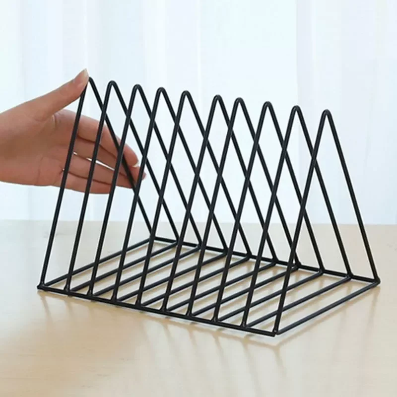 

Iron LP Record Rack Triangle Book Magzine Holder Desk Record Storage Organizer