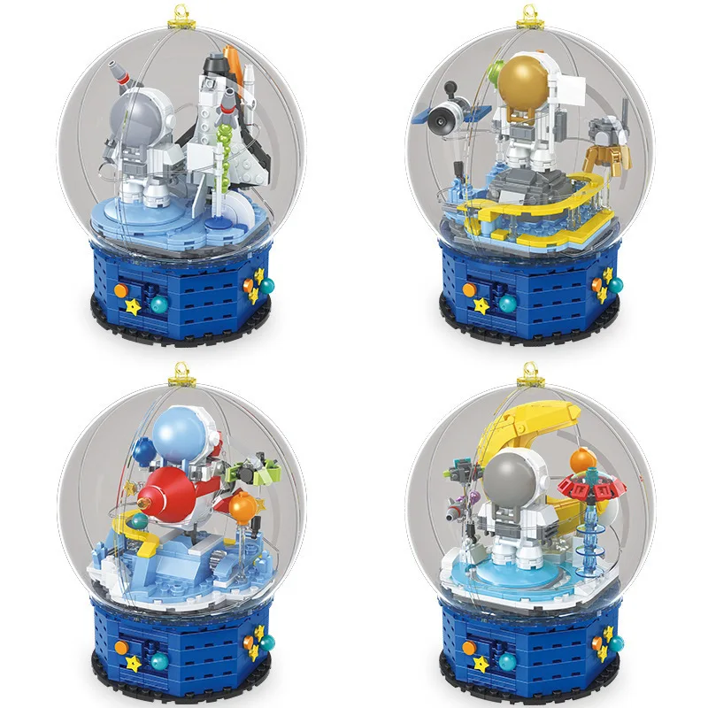 

Astronaut Building Blocks Glowing Crystal Ball Ornaments Bricks Model Kids Creative Education Toys for Children
