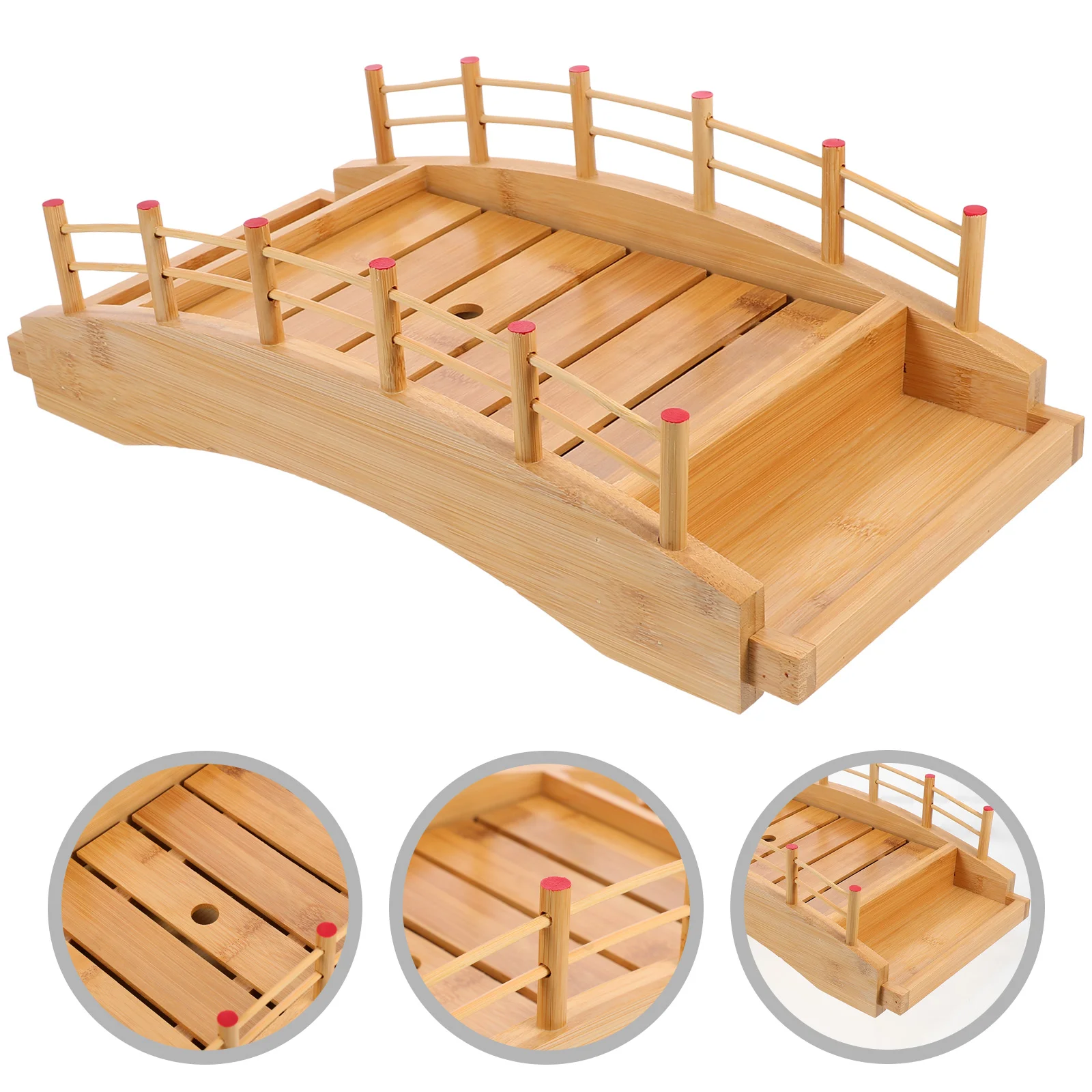 

Sushi Plate Boat Serving Tray Sashimi Bridge Wooden Platter Japanese Board Wood Dish Bamboo Arch Plates Snack Appetizer Arched