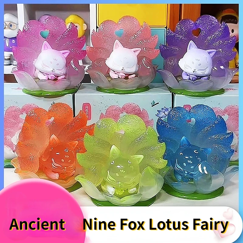 

Ancient Nine Fox Blind Box Toys Lotus Fairy Hanging Card Hand Do Mystery Box Cute Action Figures Nine-tailed Fox Kids Gift