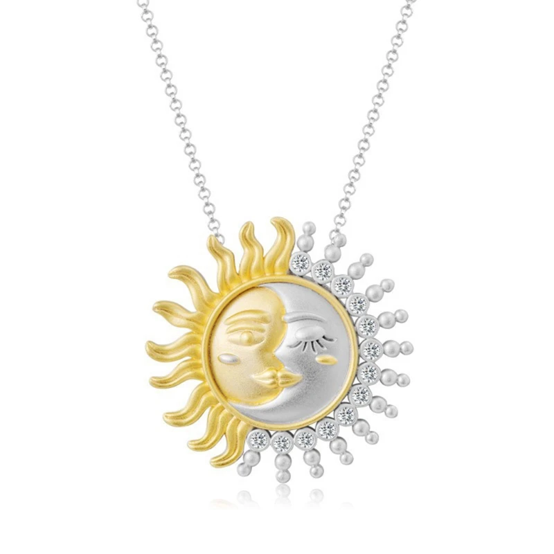 

for Sun and Moon Gold/Sliver Color Necklace for Birthday Thanksgiving Day Gift