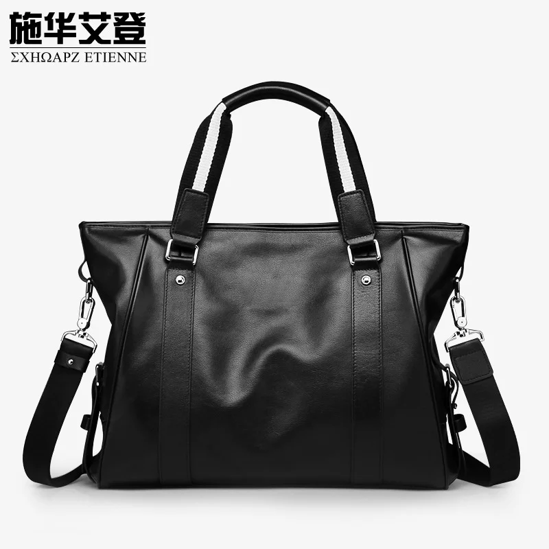 genuine  luxury Handbag Men's leather men's Horizontal computer business travel large capacity briefcase