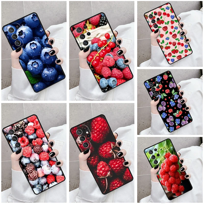 Чехол для телефона Samsung Galaxy S24 S23 S21fe S22 Ultra Plus Note 10 20 S8 S9 S10 с ягодами Summer Fruits Sweet
