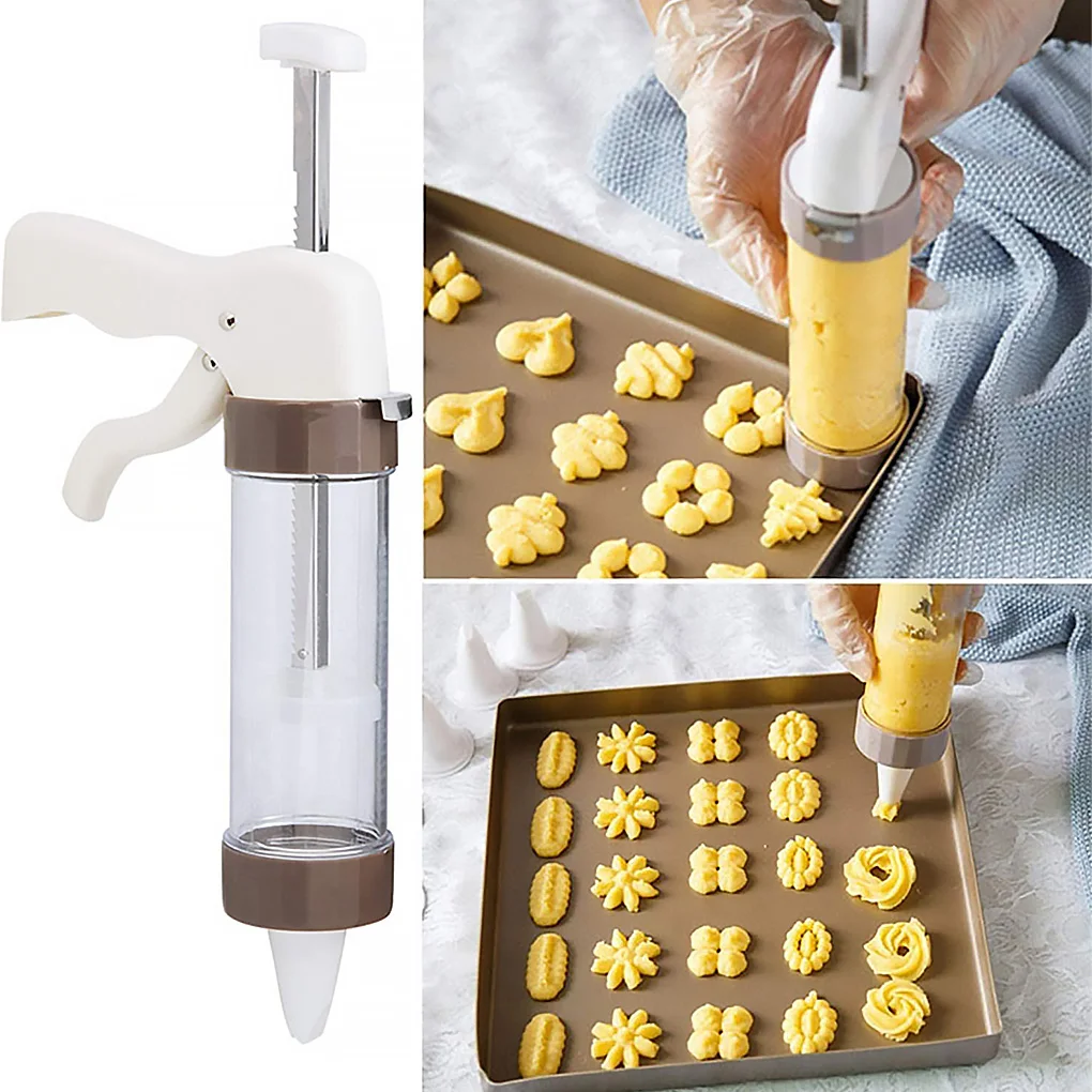 

DIY Biscuit Machine Cookie Maker Icing Cookie Press Set with Stamp and Nozzles Home Bakery Baking Tool