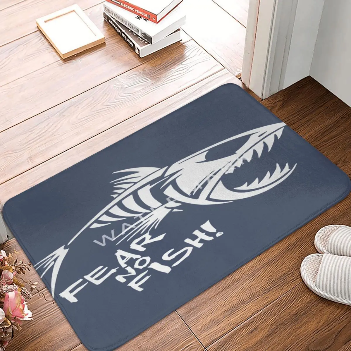 

Fear No Fish Bone Carpet, Polyester Floor Mats Modern Bathroom Everyday Festivle Gifts Mats Customizable