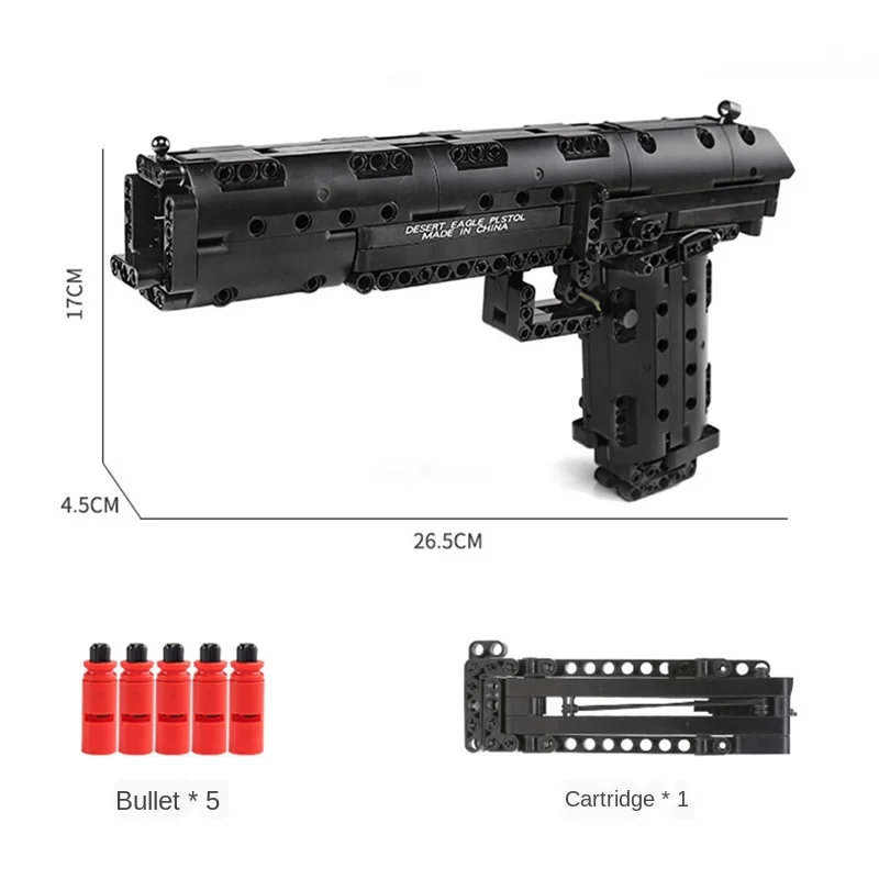 

New 563pcs Technical Desert Eagle Pistol Gun Model Building Blocks PUBG Military SWAT Weapon Bricks Toys for Children