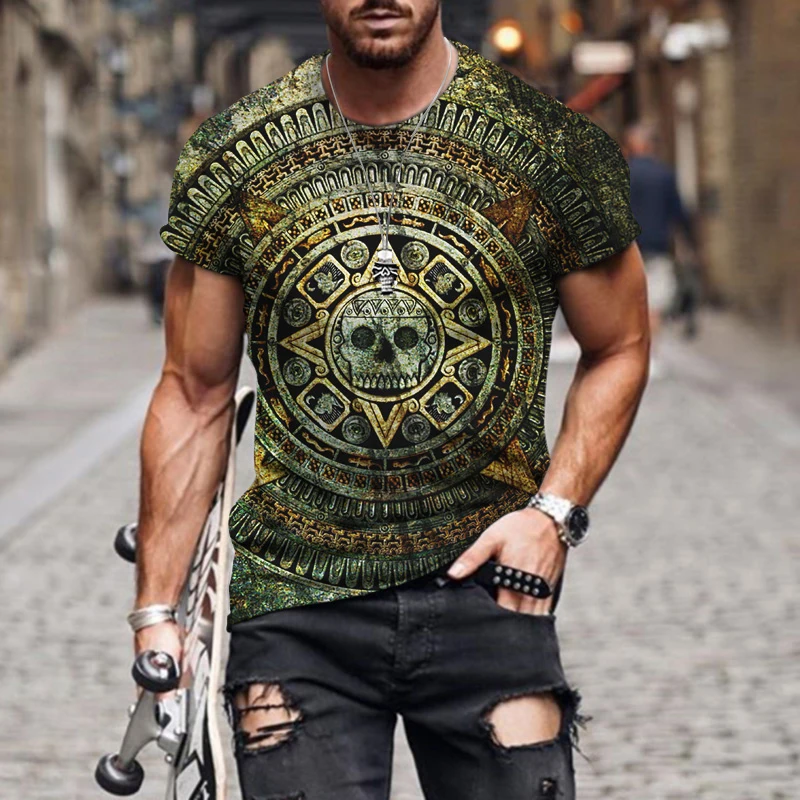 

Summer 2022 New Men's Fashion T-Shirt Stone Bell Like Harajuku 3D Printing Casual Sports T-Shirt Round Neck Retro Short Sleeve