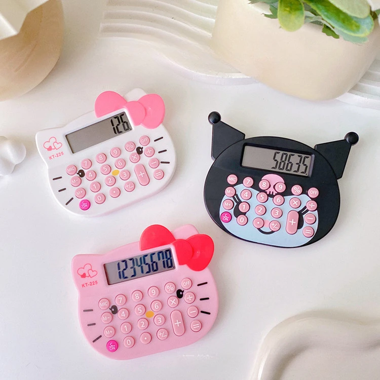 

Sanrio Calculator Kawaii Students Stationery Mathe Class Office Poratbel Mini Anime Hello Kitty Kuromi Cute for Kids Girls Gifts
