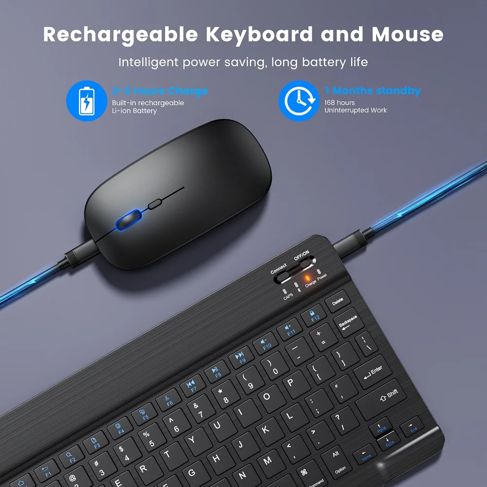 Беспроводная мини-клавиатура и мышь перезаряжаемая Bluetooth-клавиатура с мышью