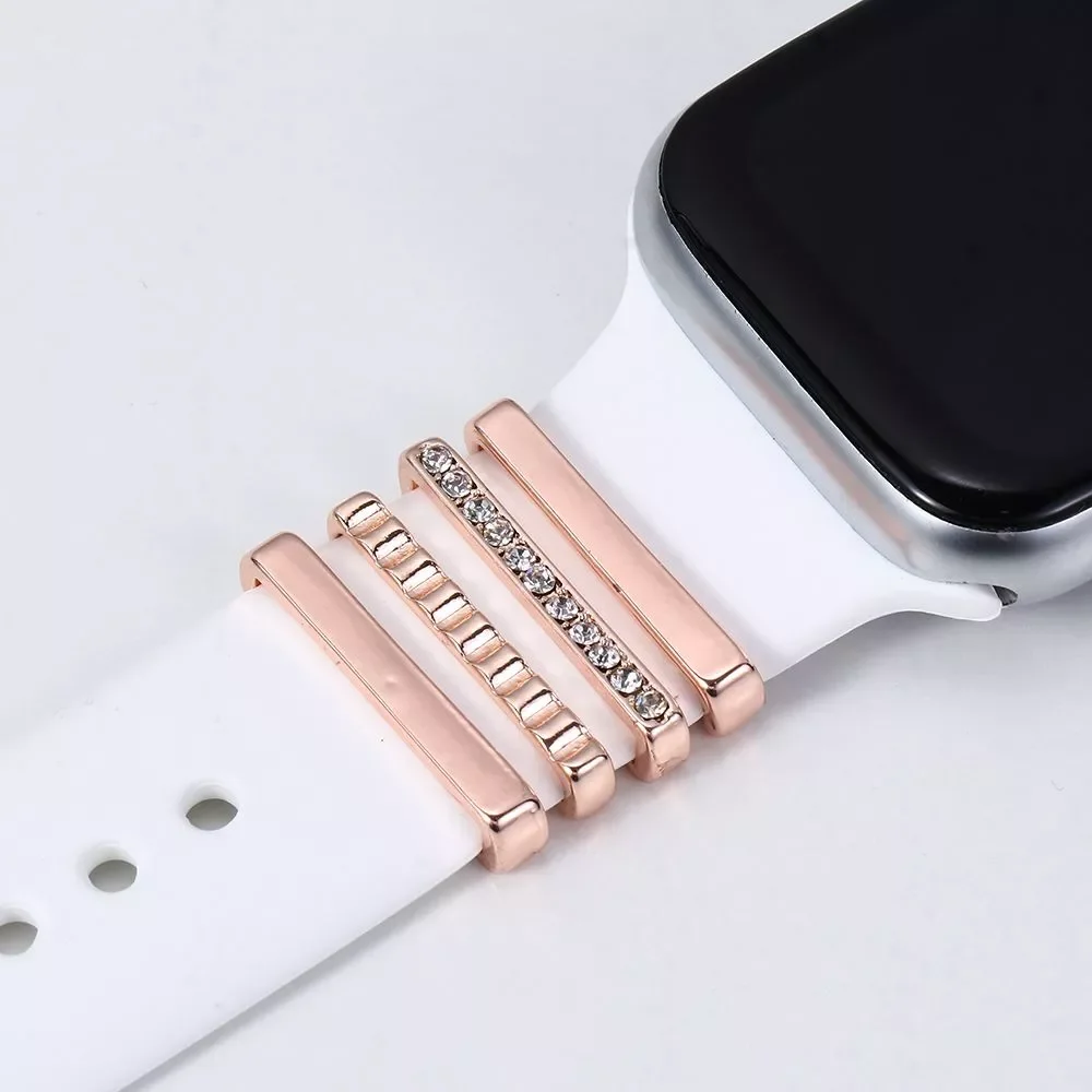 

1Set Metal Charms Decorative Ring For Apple Watch Band Diamond Ornament Smart Watch Silicone Strap Bracelet Accessories