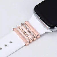 1set metal charms decorative ring for apple watch band diamond ornament smart watch silicone strap bracelet accessories