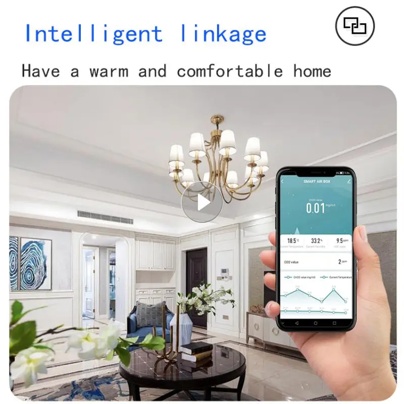 

Smart Home Tuya Smart Air Box Temperature Automation Alarm Detector Humidity Sensor Usb Charing Formaldehyde Sensor Wifi