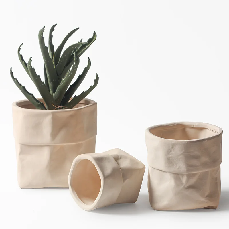 

Kraft Paper Bag Silicone Mold for Handmade Desktop Decoration Gypsum Epoxy Resin Pen Holder Flower Pot Micro-landscape Mould