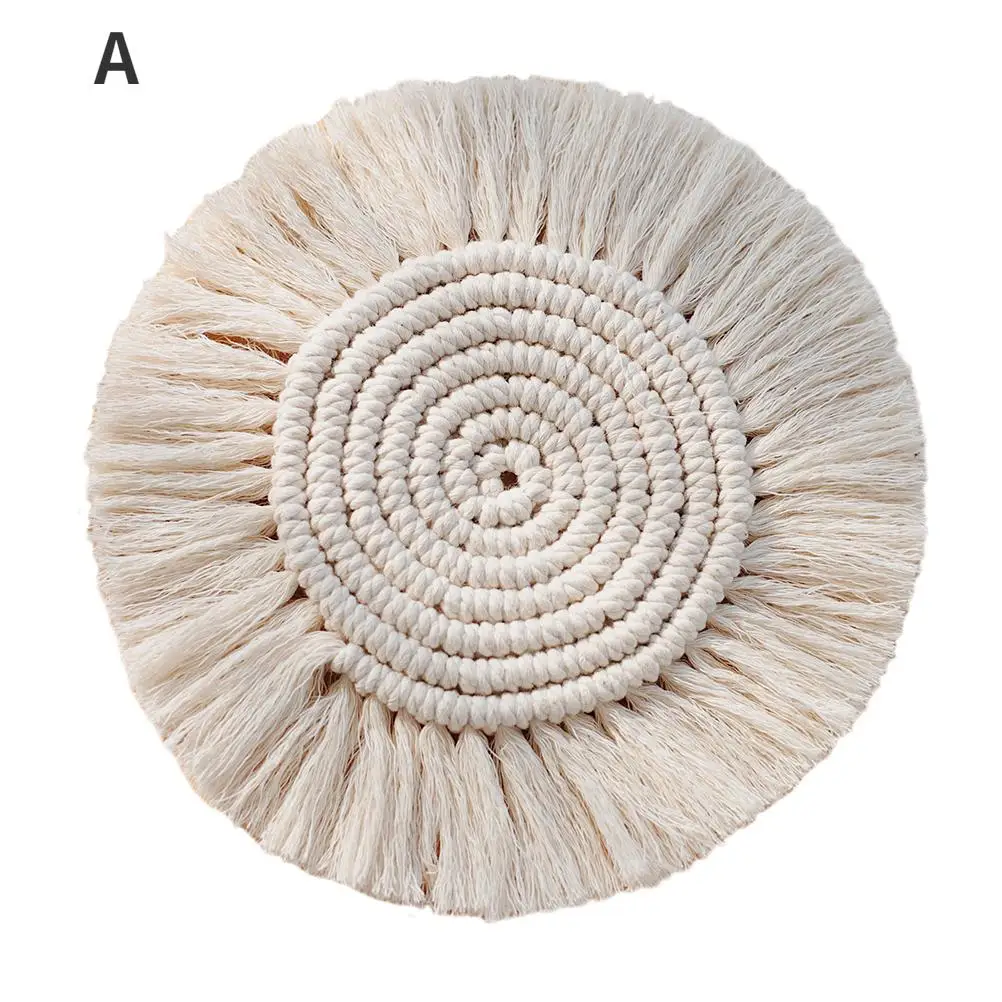 Хлопковая круглая подставка для чашки макраме