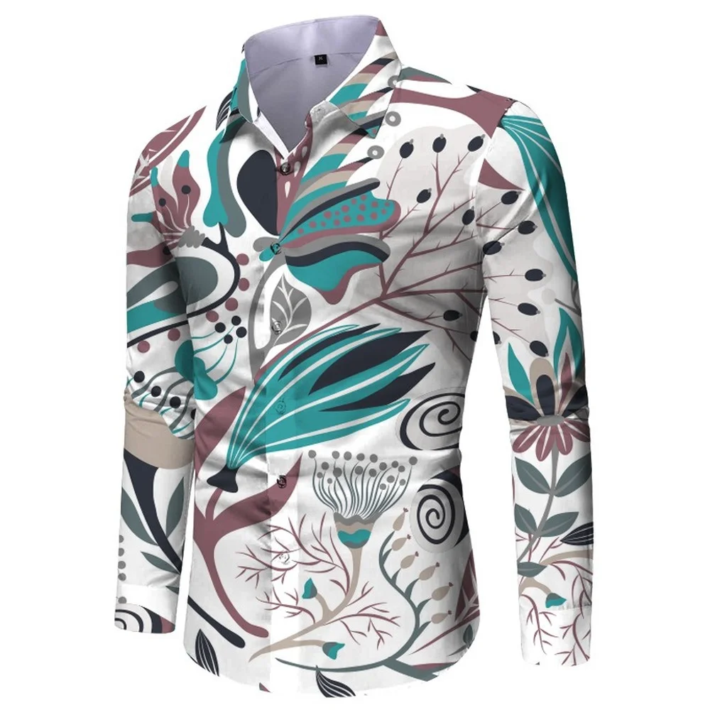 Men's Personality 3D Printing Long Sleeve Shirts Large Size Fashion Casual Shirts