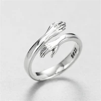 new simple fashion hot selling love hands hug couple opening adjustable ring men and women jewelry gift wholesale